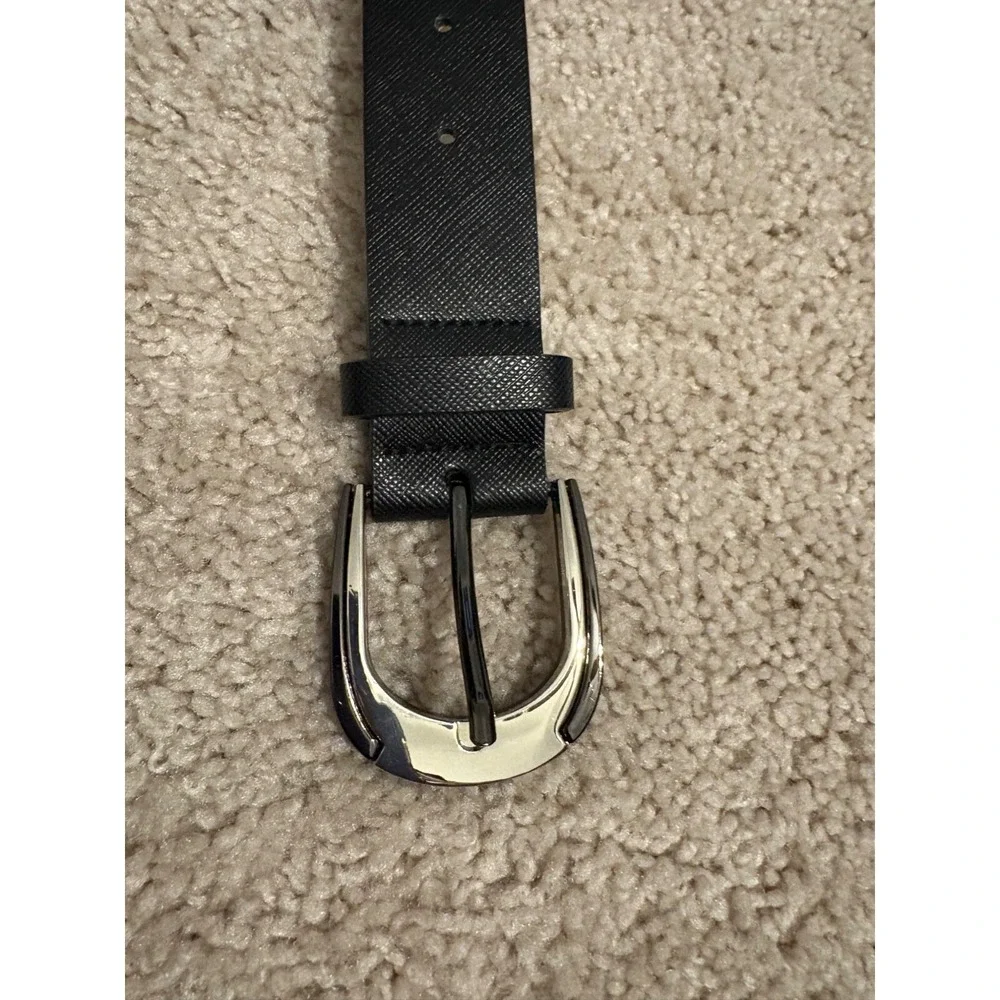 New Black XL Women's Belt With‎ Silver Buckle 44